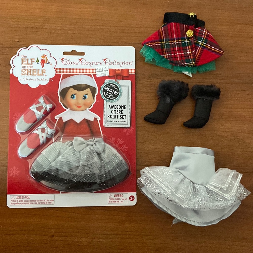 Three Elf on the Shelf outfits